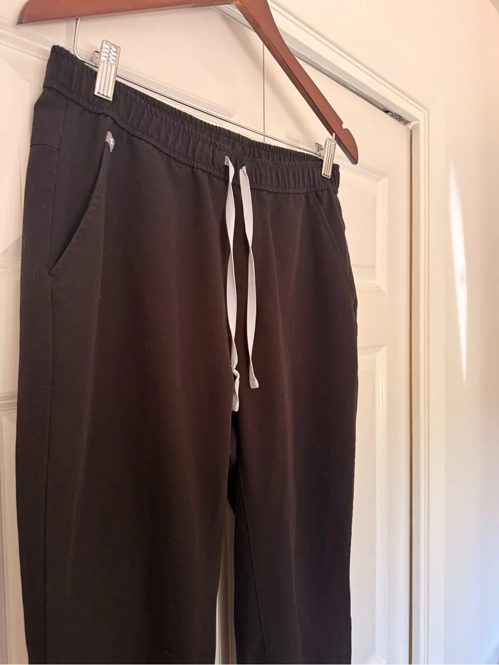 Figs Men's Black Joggers with White Drawstring